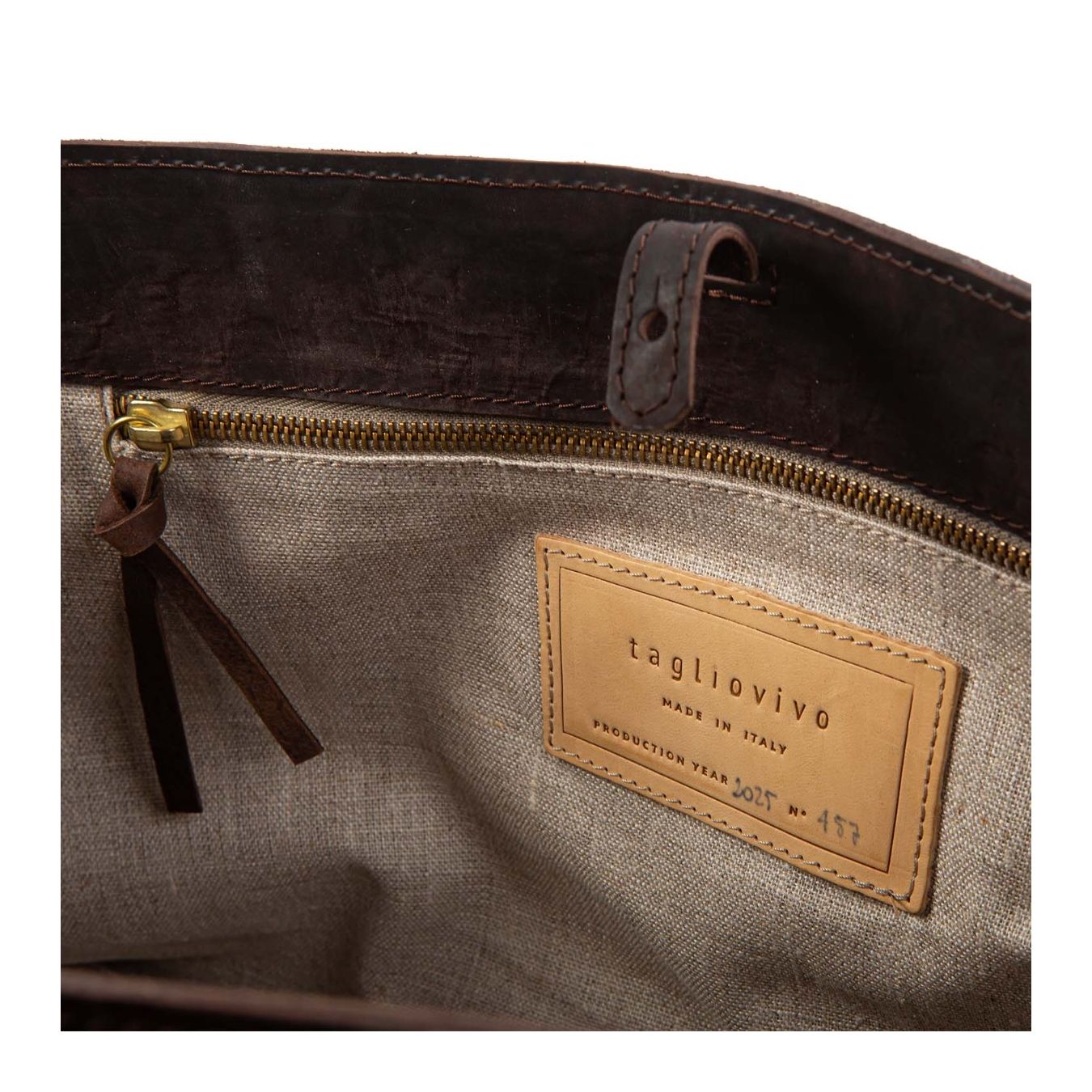 shopper DOCTOR HANDBAG in pelle marrone interno