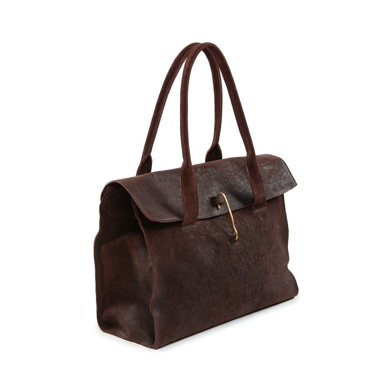 shopper DOCTOR L in pelle marrone lato