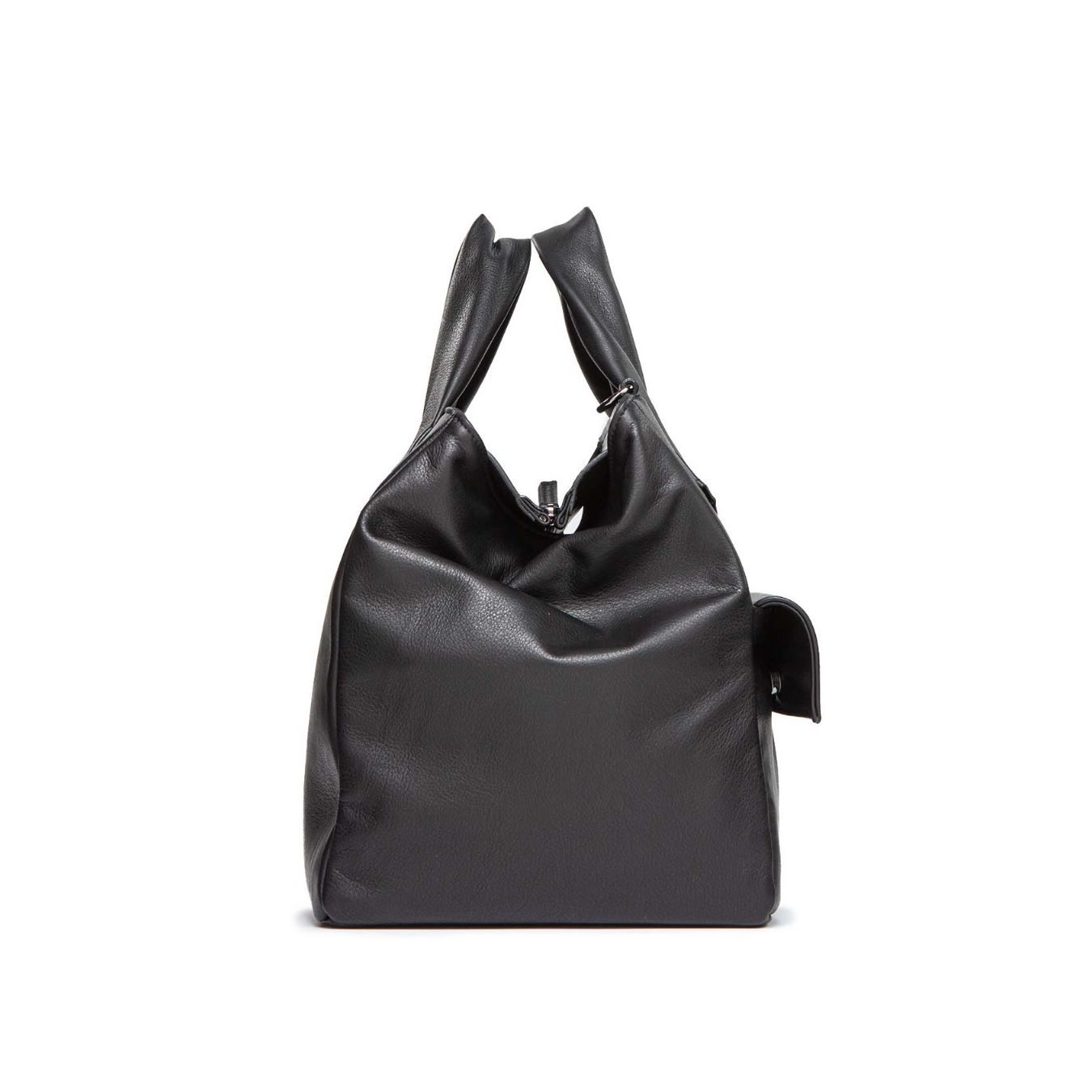 officina naif shopper DORA con tasca esterna pelle nera