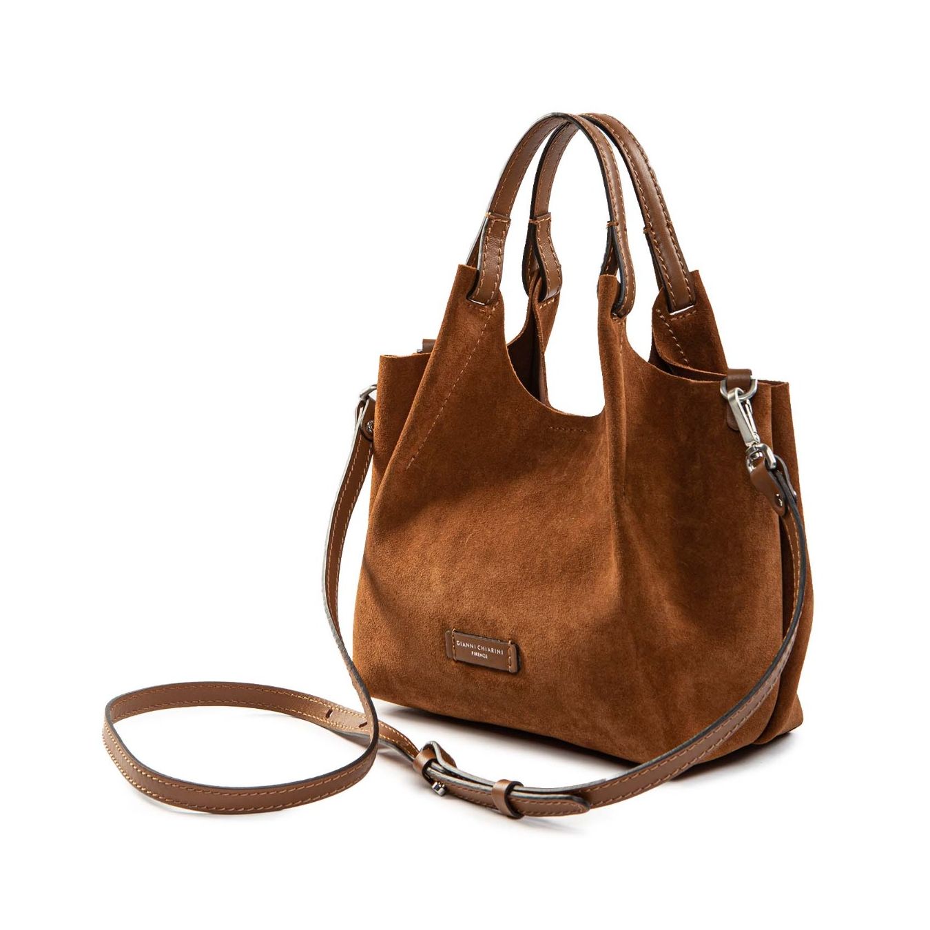 shopper DUA large camoscio cognac con tracolla