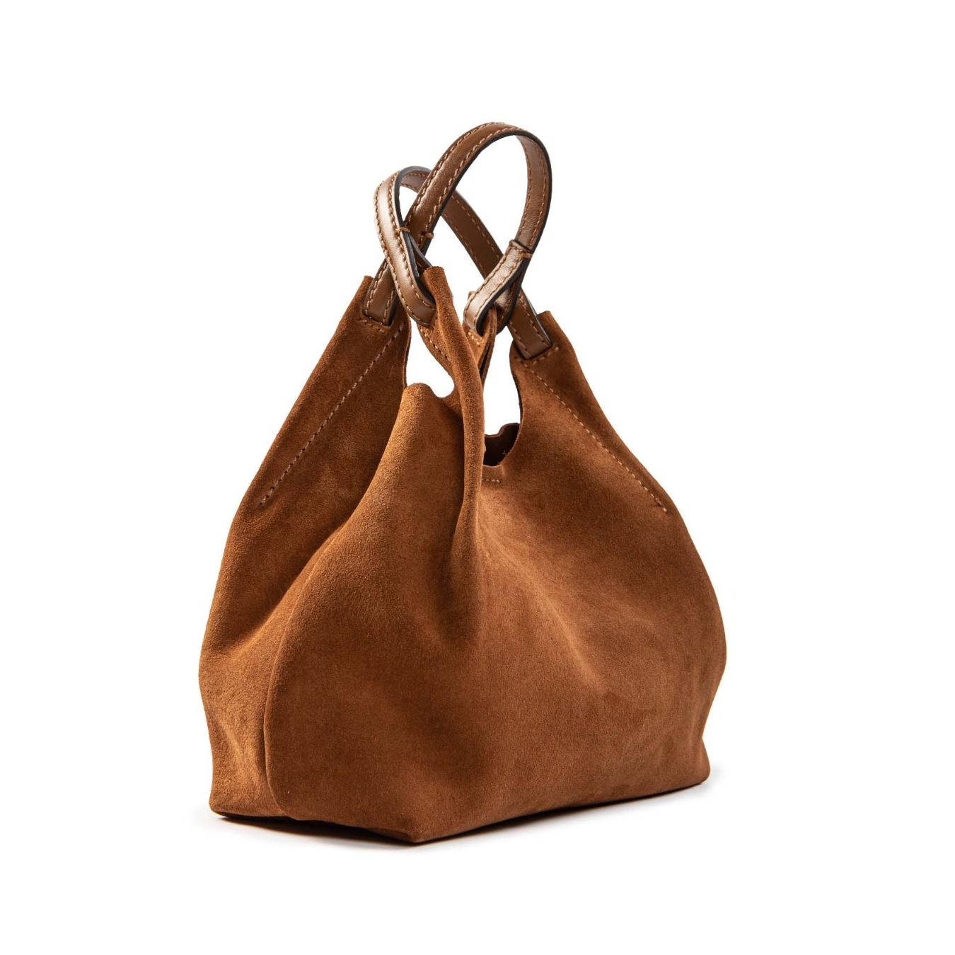 shopper DUA large camoscio cognac profilo