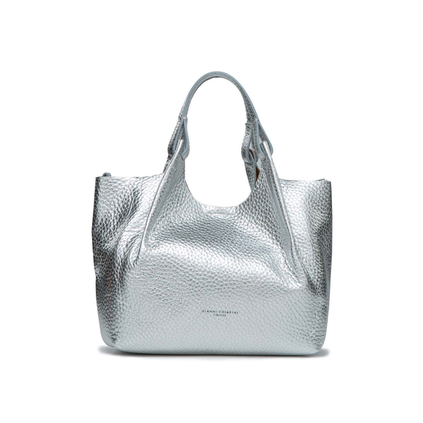 shopper DUA media in pelle argento 