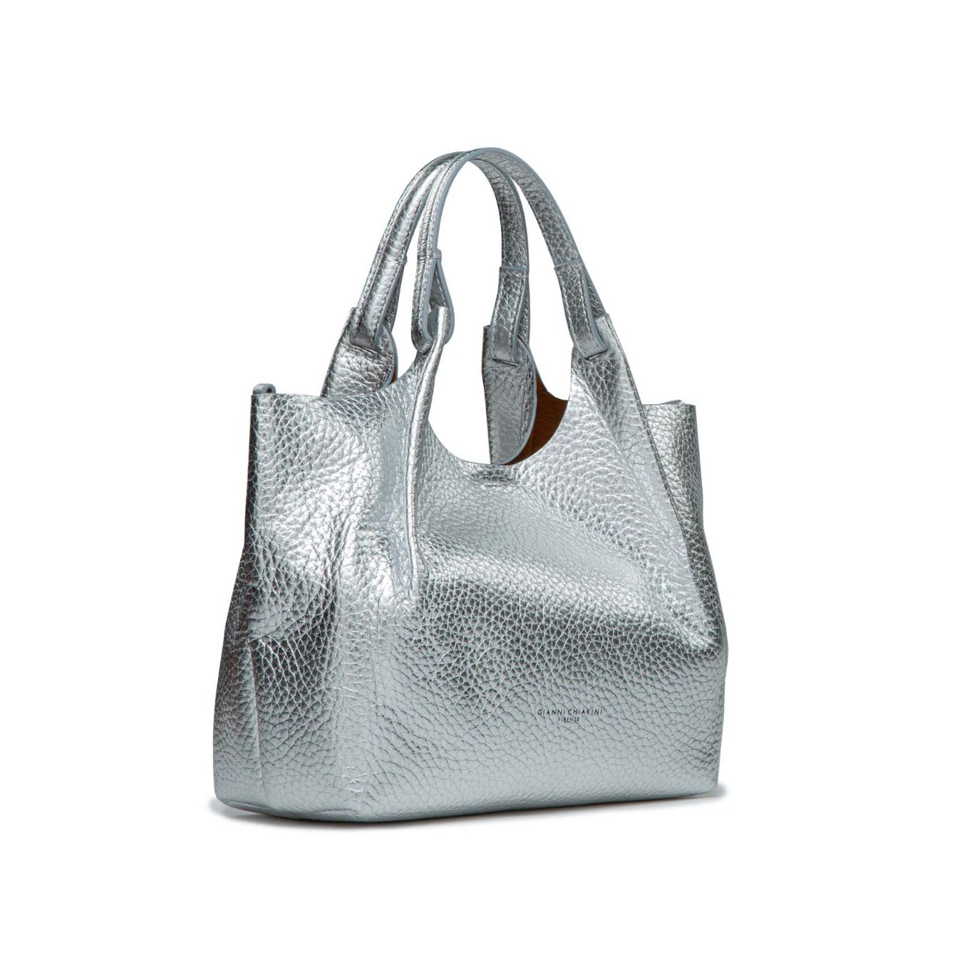 shopper DUA media in pelle argento 
