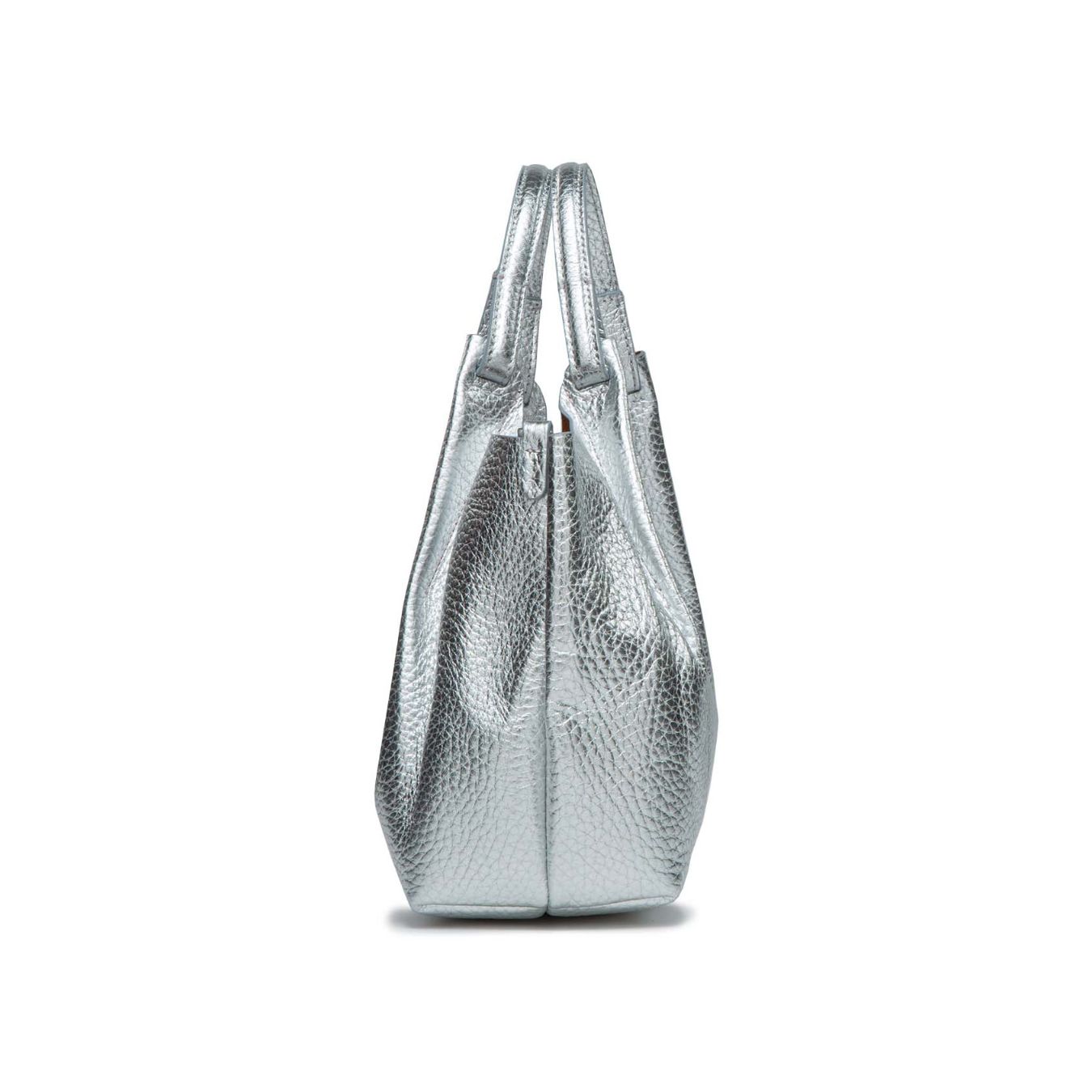 shopper DUA media in pelle argento 