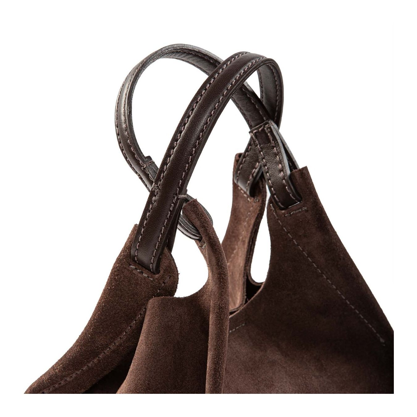 shopper DUA media camoscio moka manici