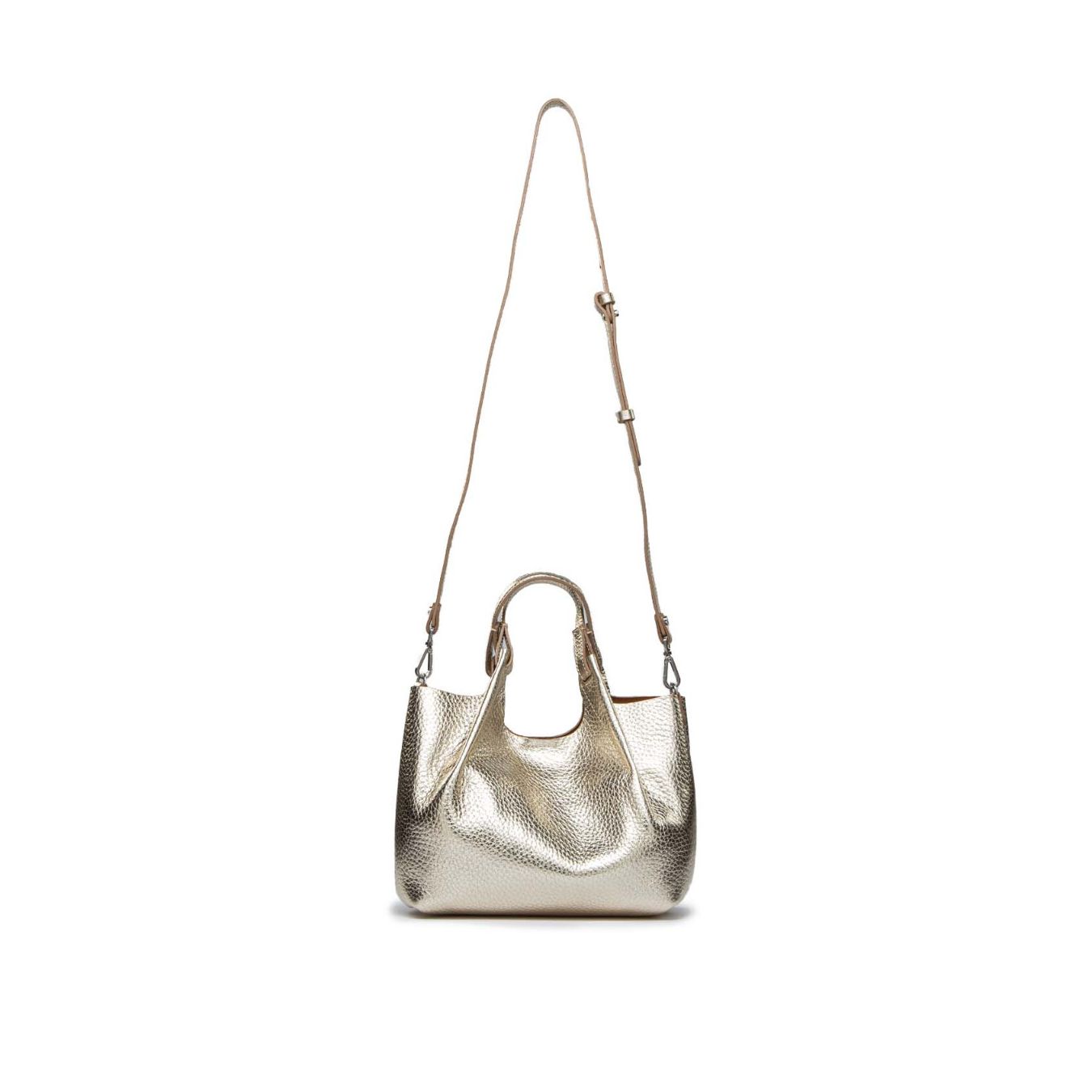 shopper DUA media in pelle light gold con tracolla