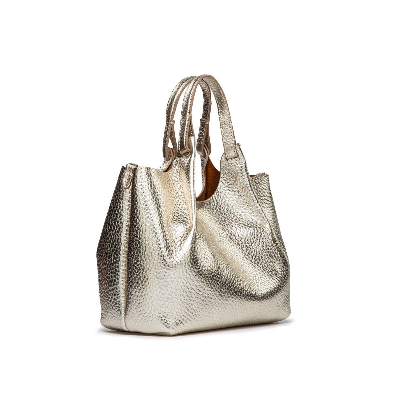 shopper DUA media in pelle light gold
