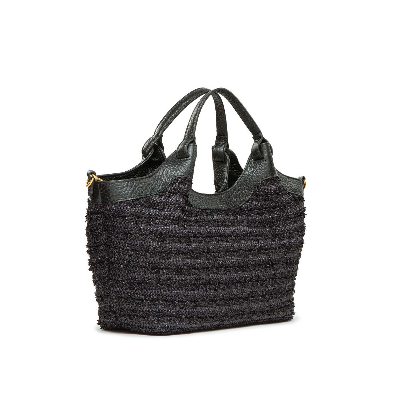 shopper DUA media in paglia nera gianni chiarini lato