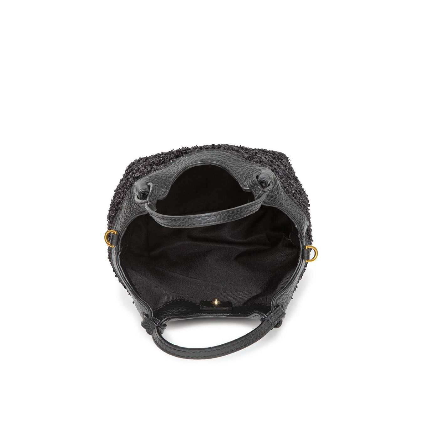 shopper DUA mini in paglia nera chiarini interno