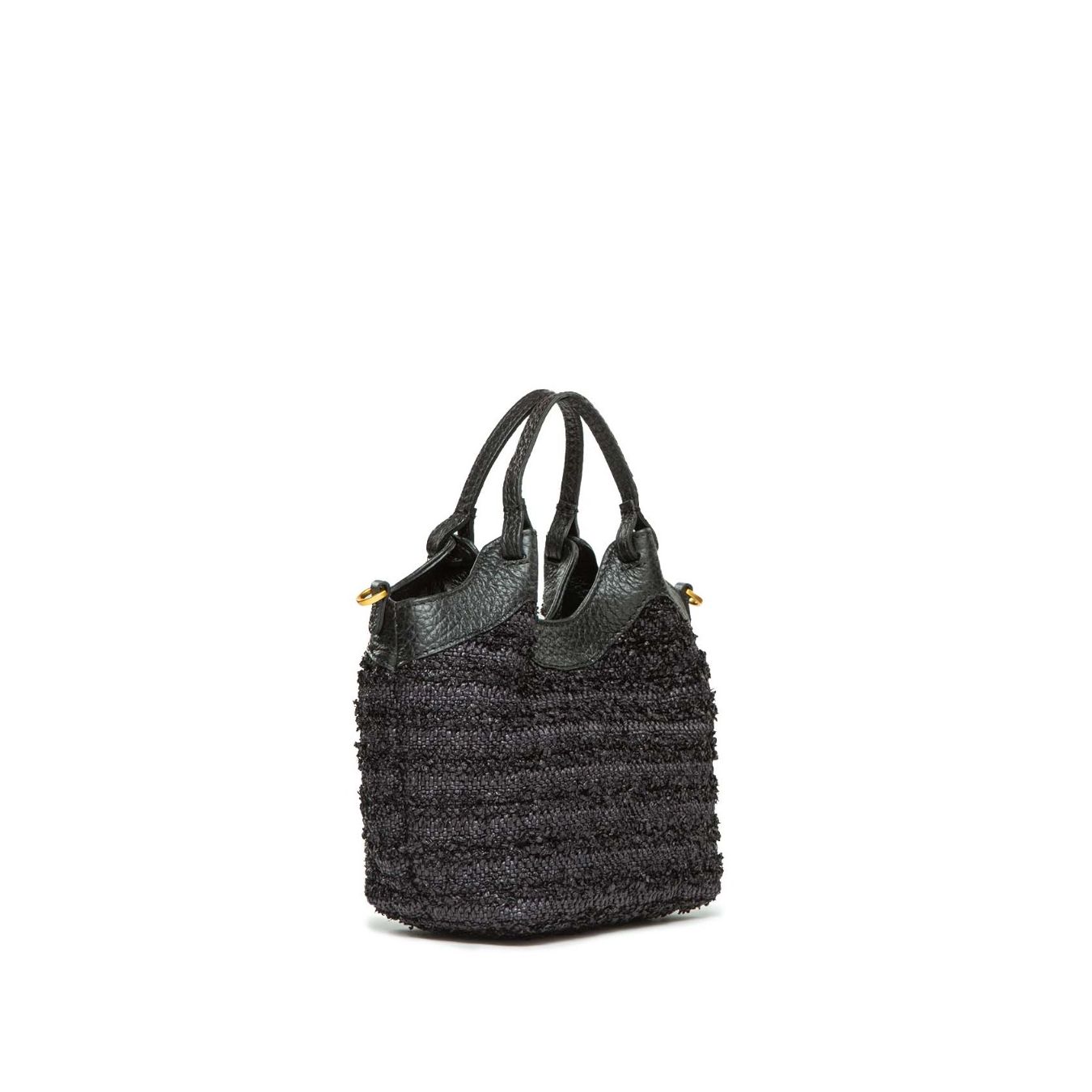 shopper DUA mini in paglia nera chiarini lato
