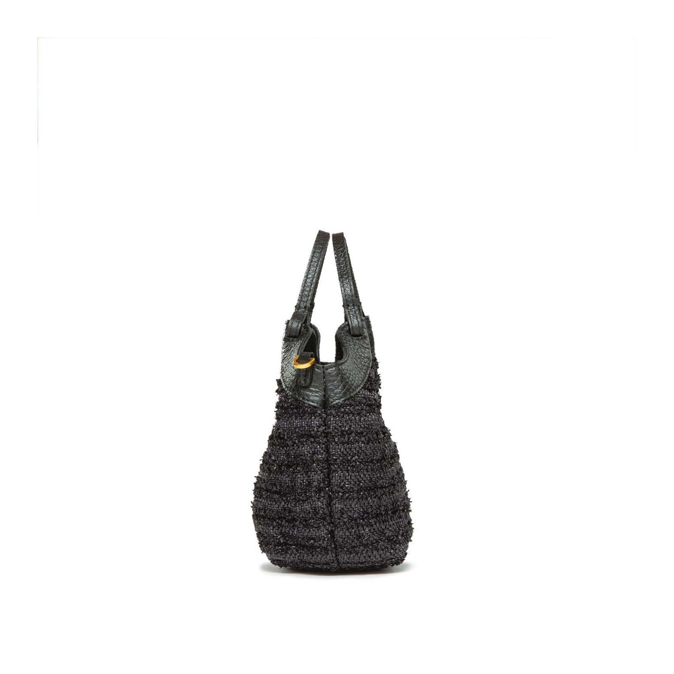 shopper DUA mini in paglia nera chiarini profilo