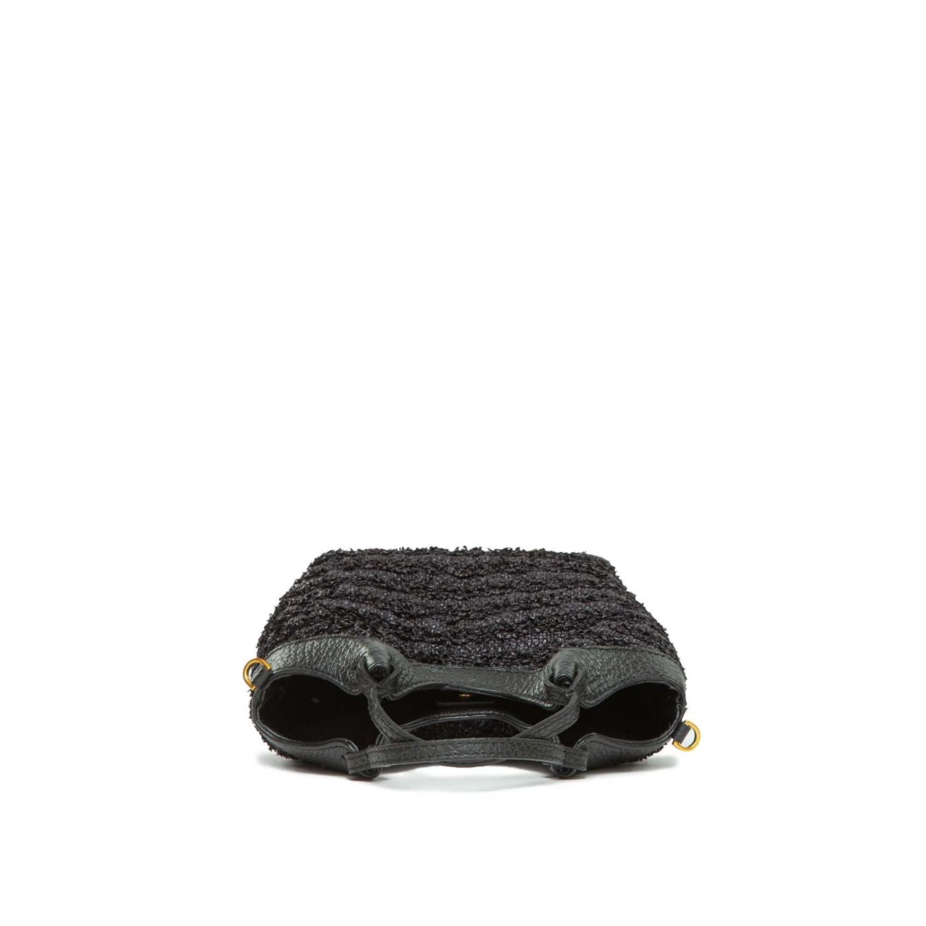 shopper DUA mini in paglia nera chiarini sopra