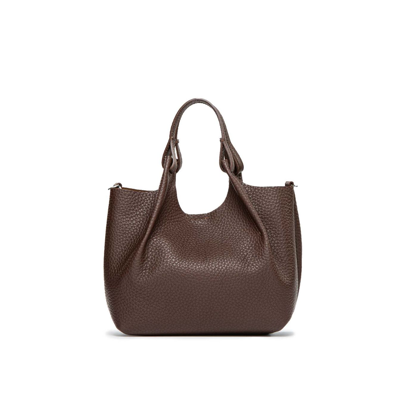 shopper DUA media in pelle marrone 