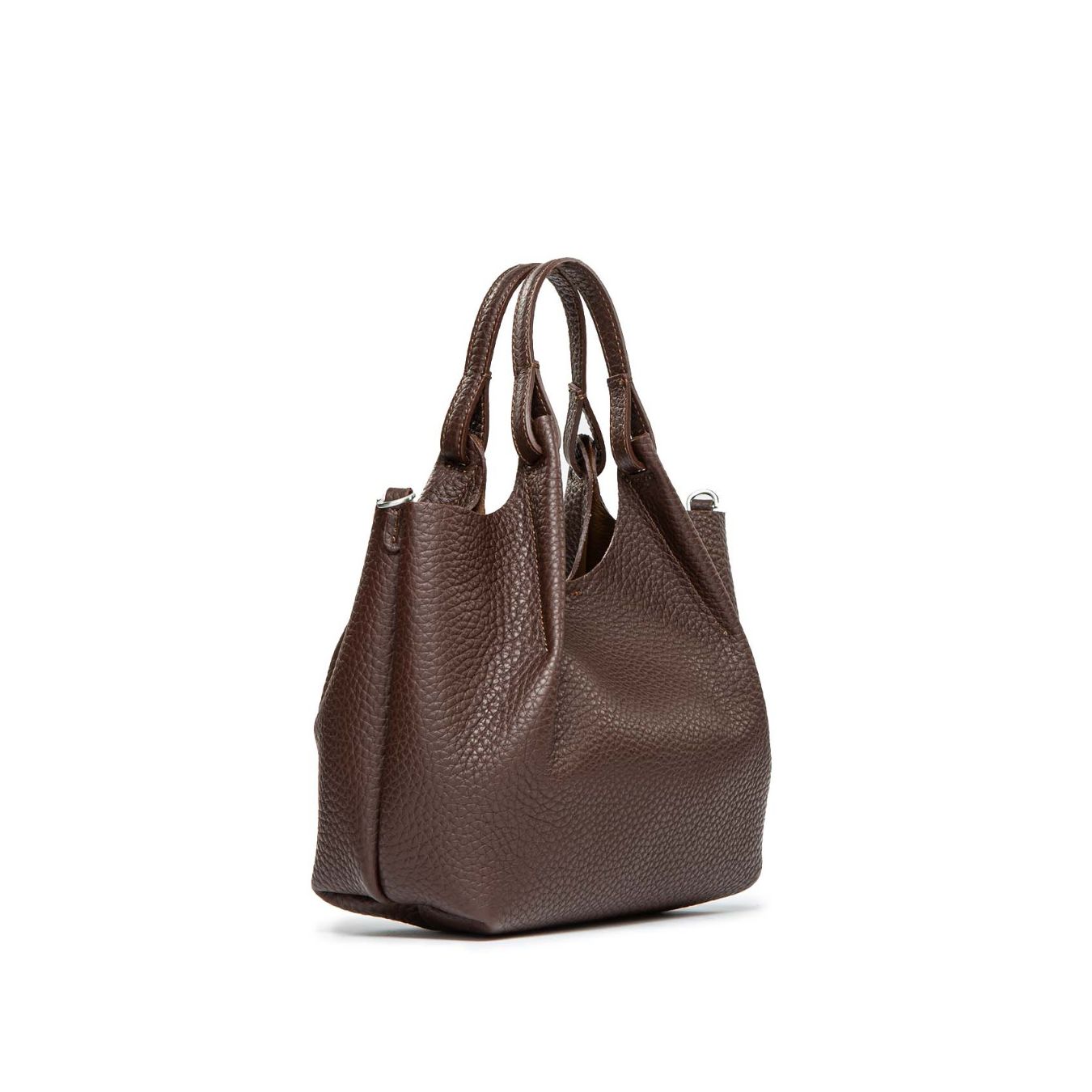 shopper DUA media in pelle marrone 