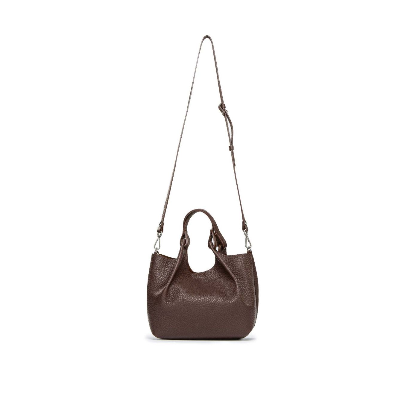 shopper DUA media in pelle marrone 