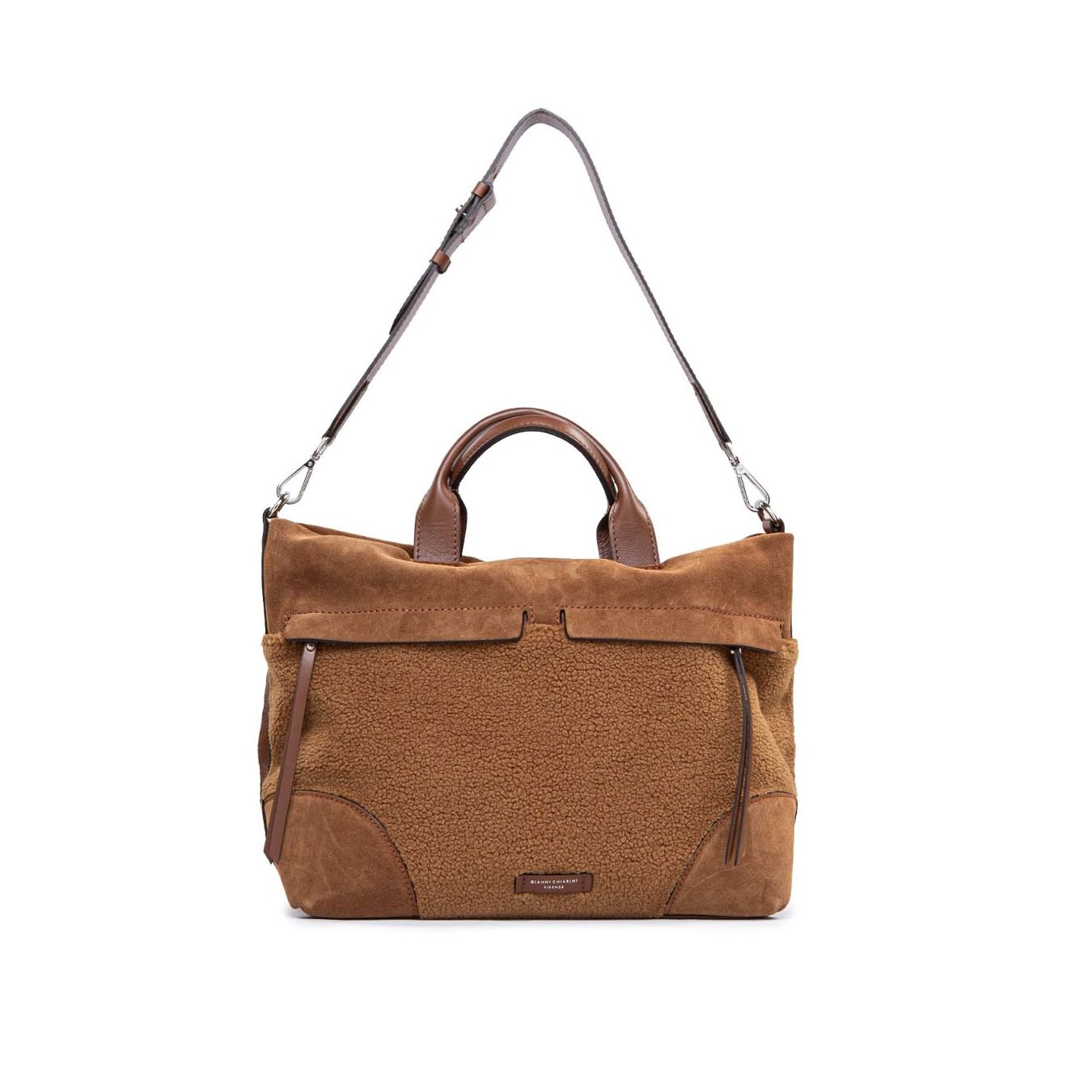 tracolla borsa shopper duna in teddy cognac