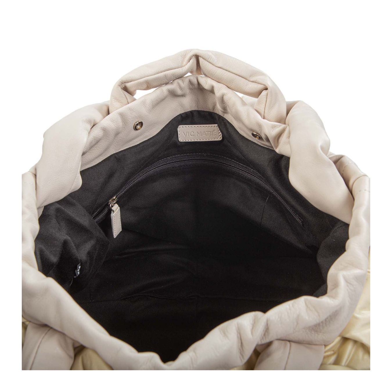 shopper floreale in tessuto panna interno