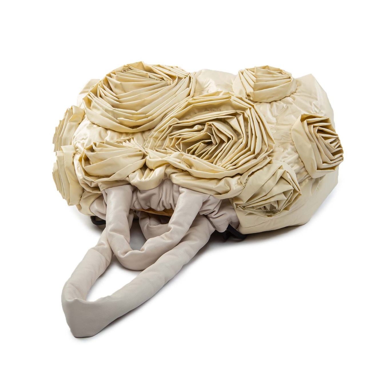 shopper floreale in tessuto panna sopra