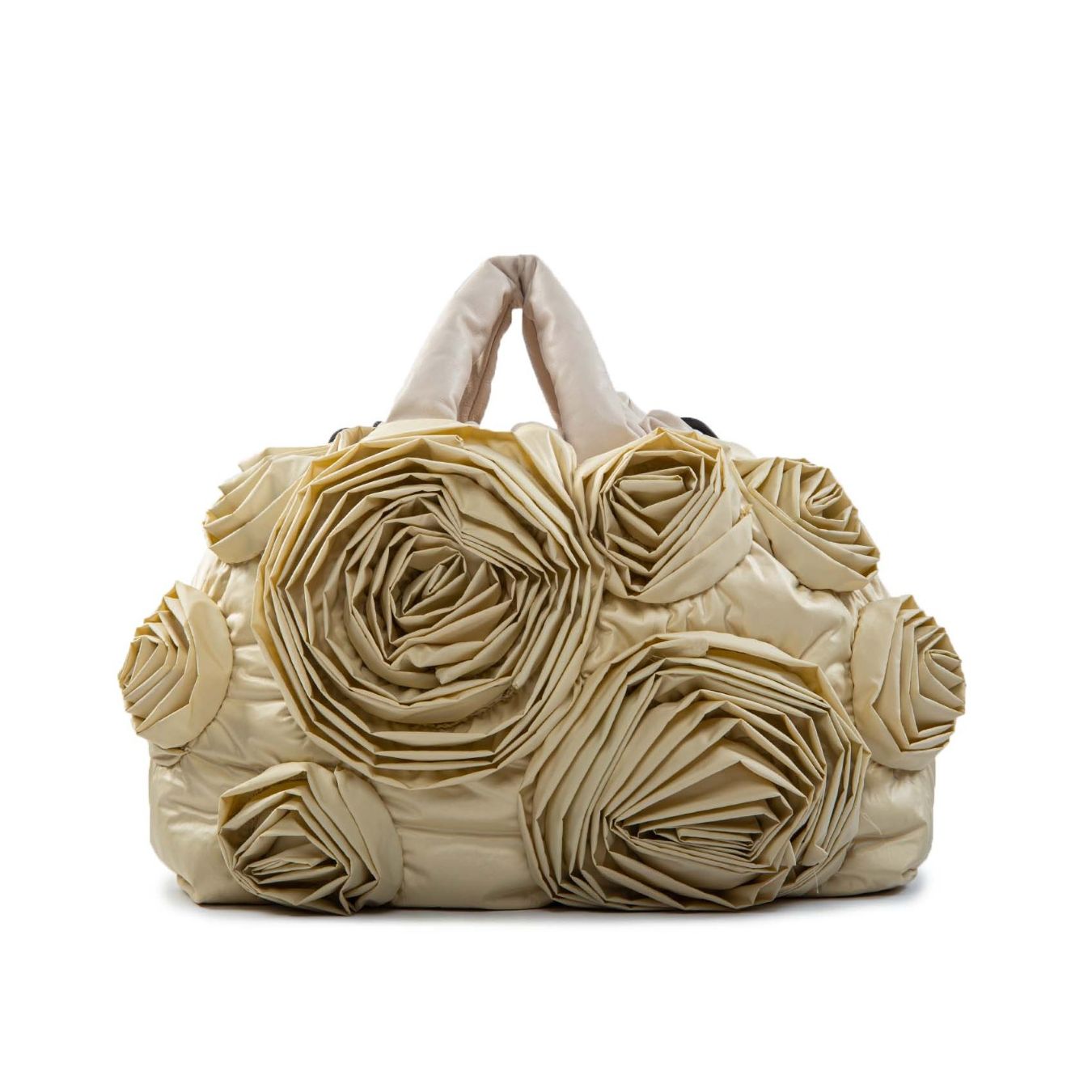 shopper floreale in tessuto panna