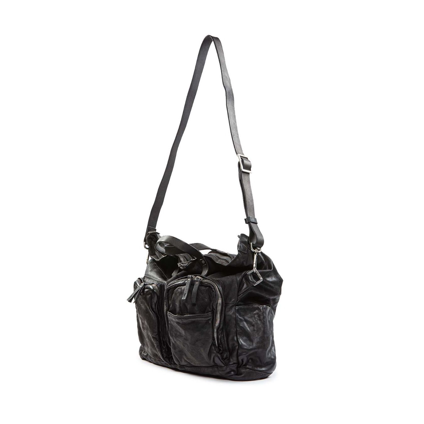 shopper FURIO tasche esterne in pelle nera tracolla