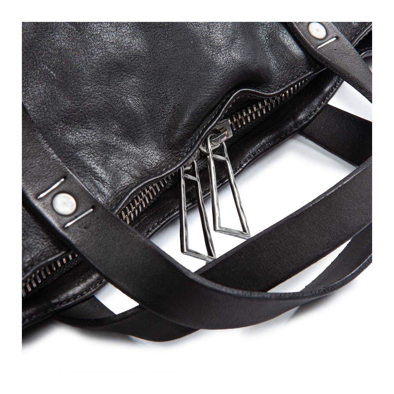 shopper FURIO tasche esterne in pelle nera zip