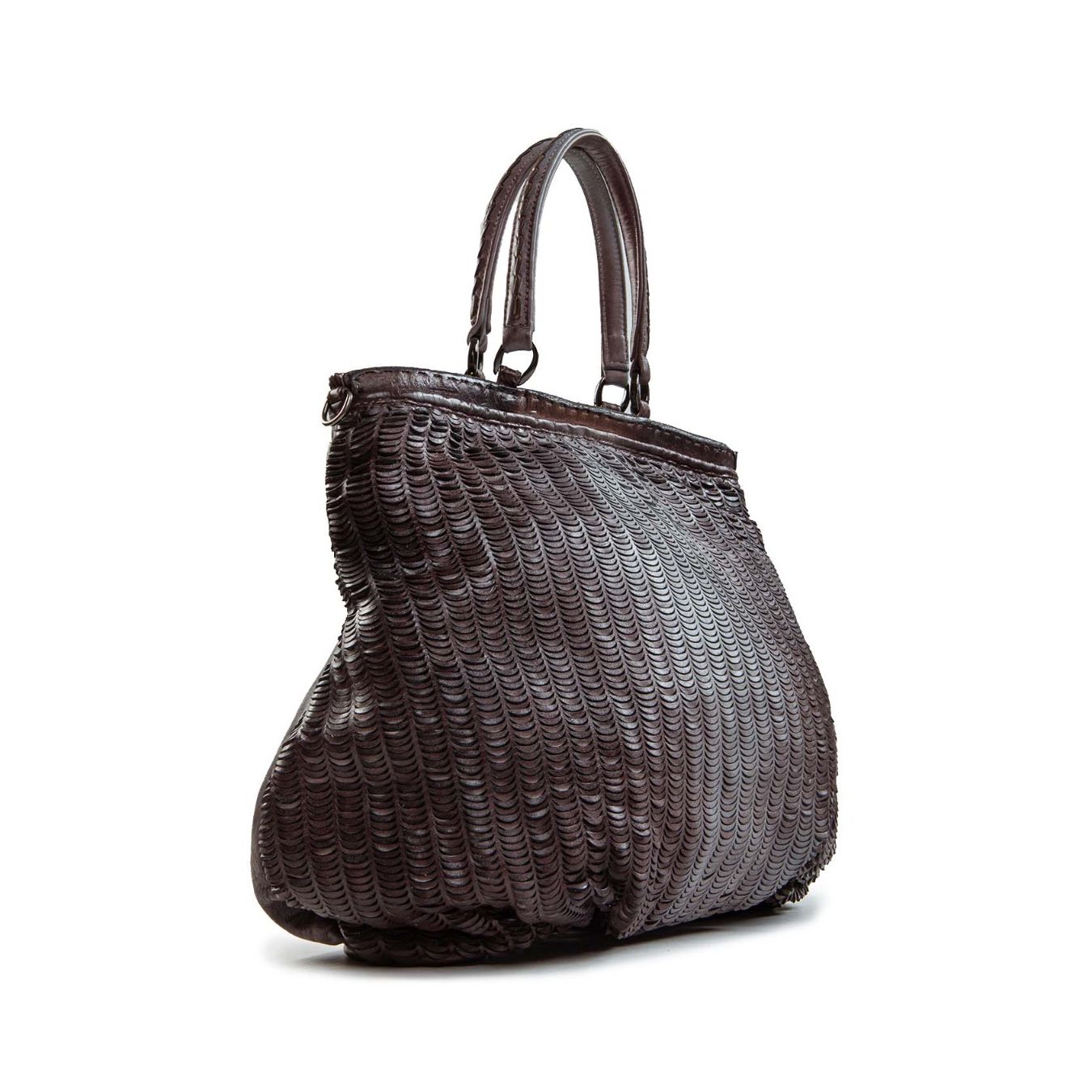 reptile's house shopper in pelle intagliata jeans degrade lato