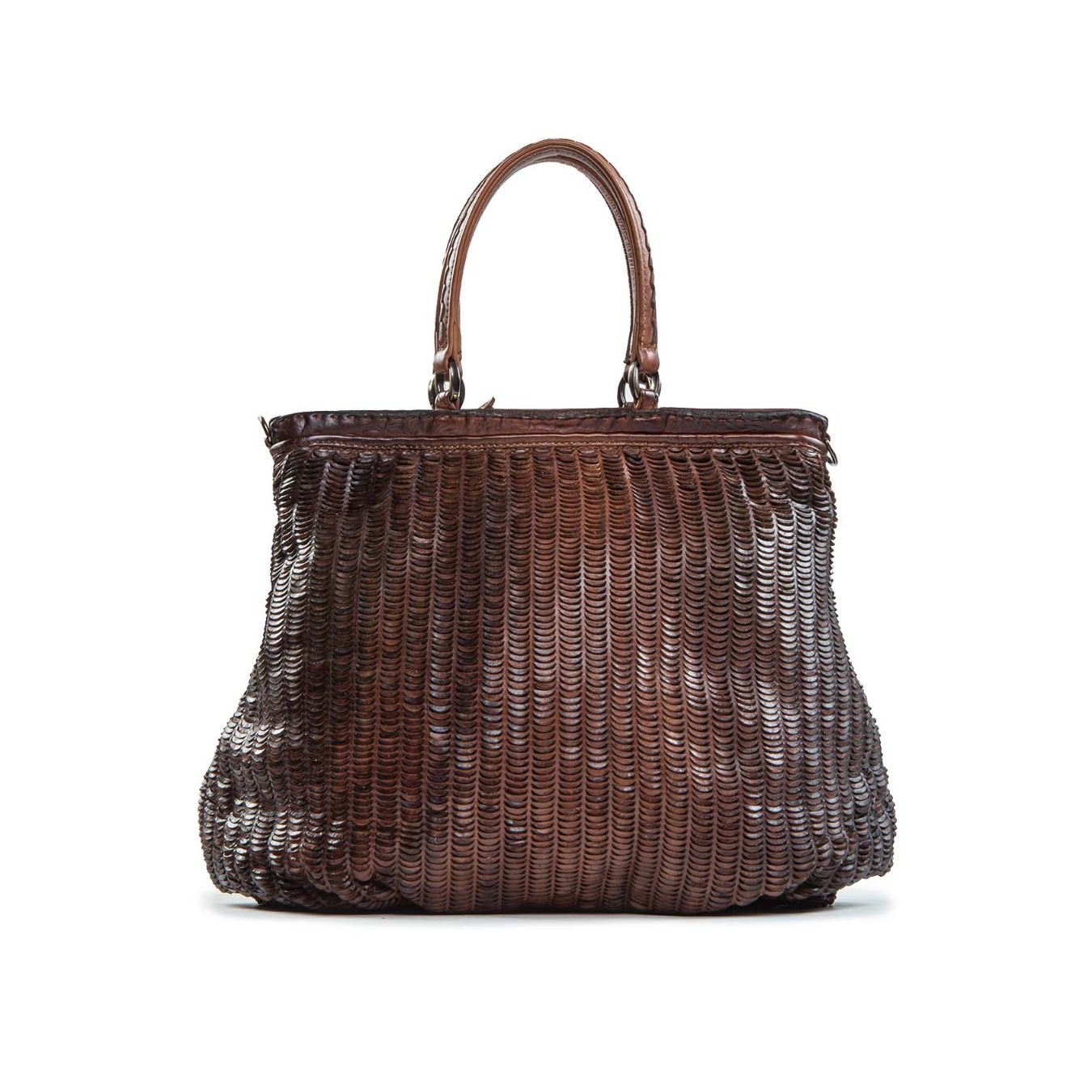 shopper in pelle intagliata terra degrade
