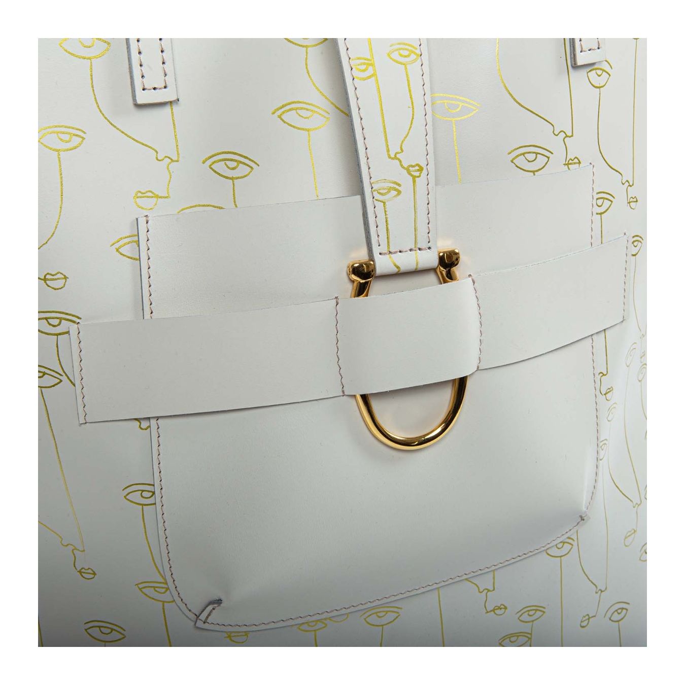 shopper LEDA stampe bianca chiusura