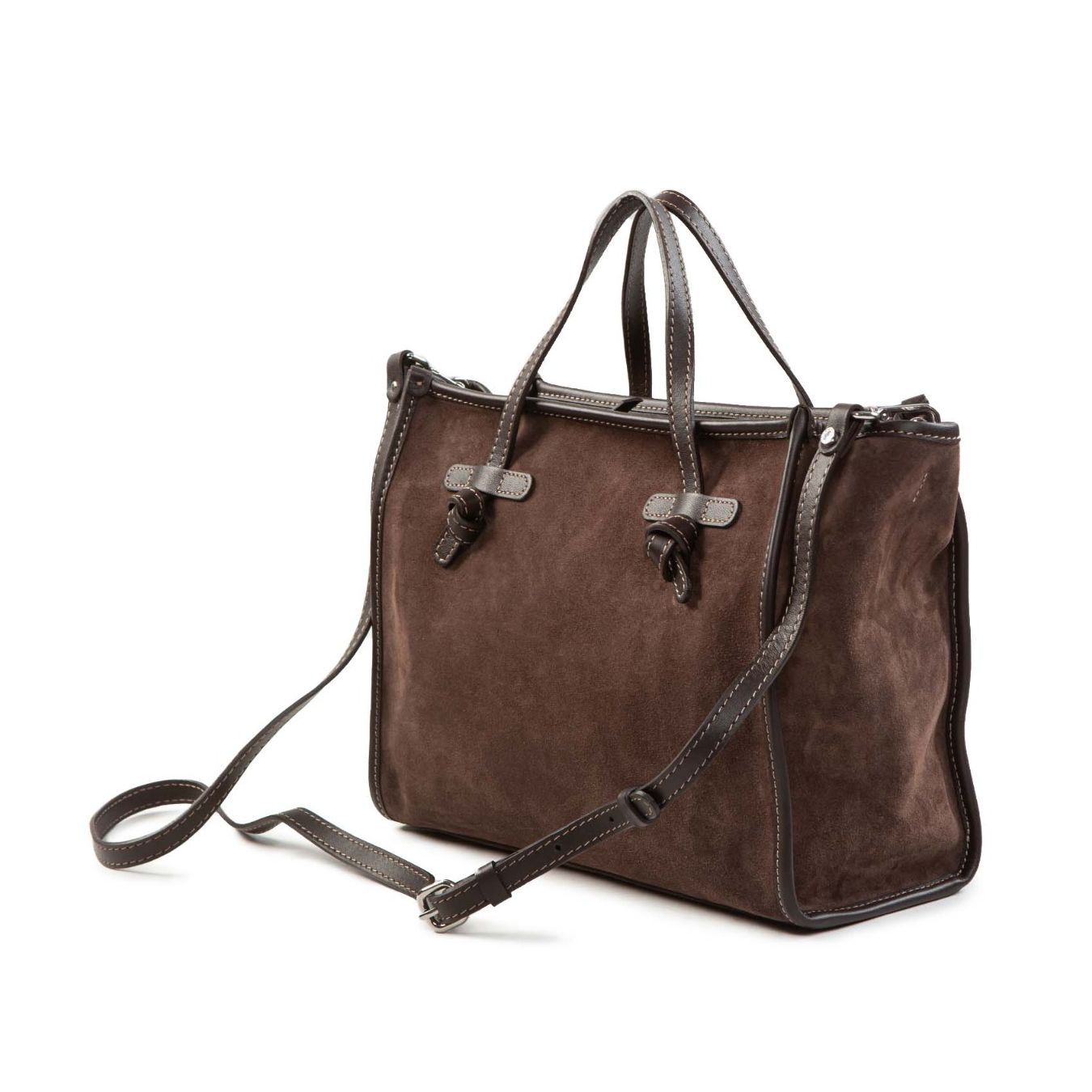  shopper MARCELLA media in camoscio espresso lato