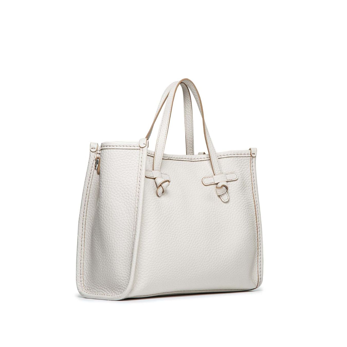 shopper MARCELLA media in pelle sabbia bianca