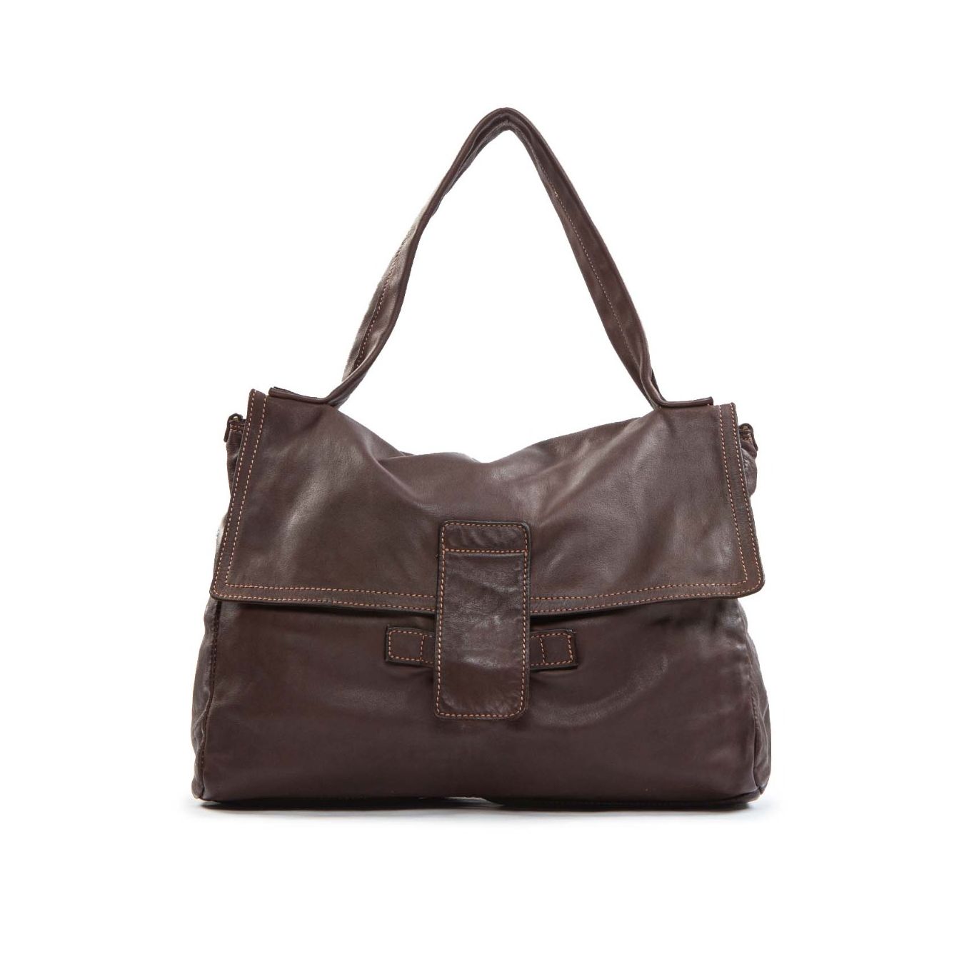 borsa con patta in pelle testa di moro