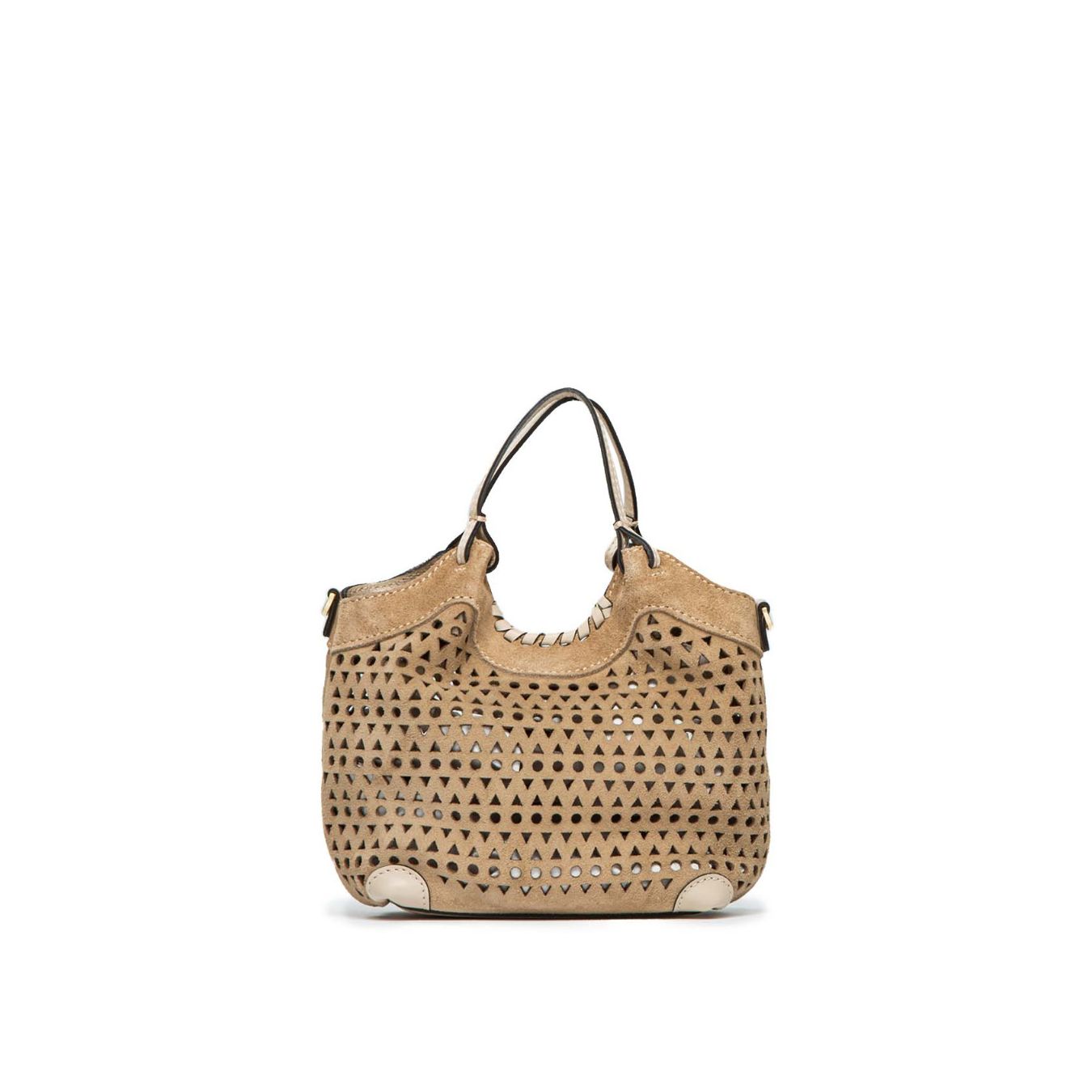 shopper mini DUA in camoscio forato frontale