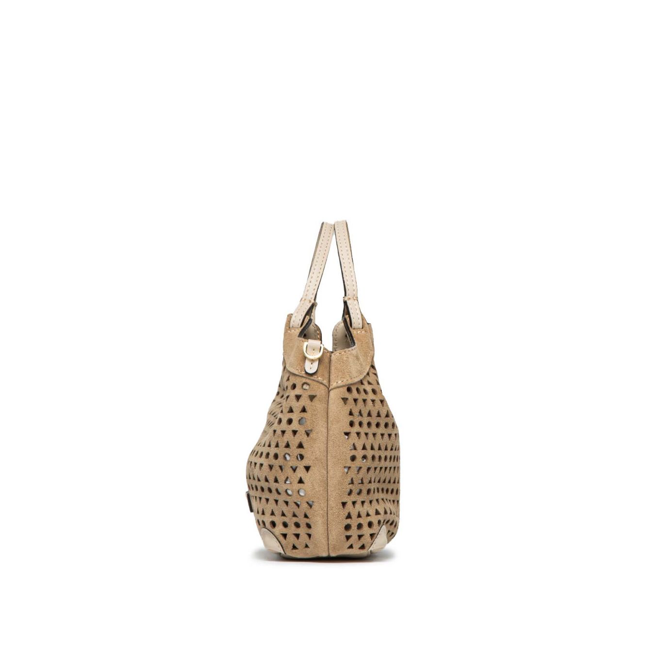 shopper mini DUA in camoscio forato profilo