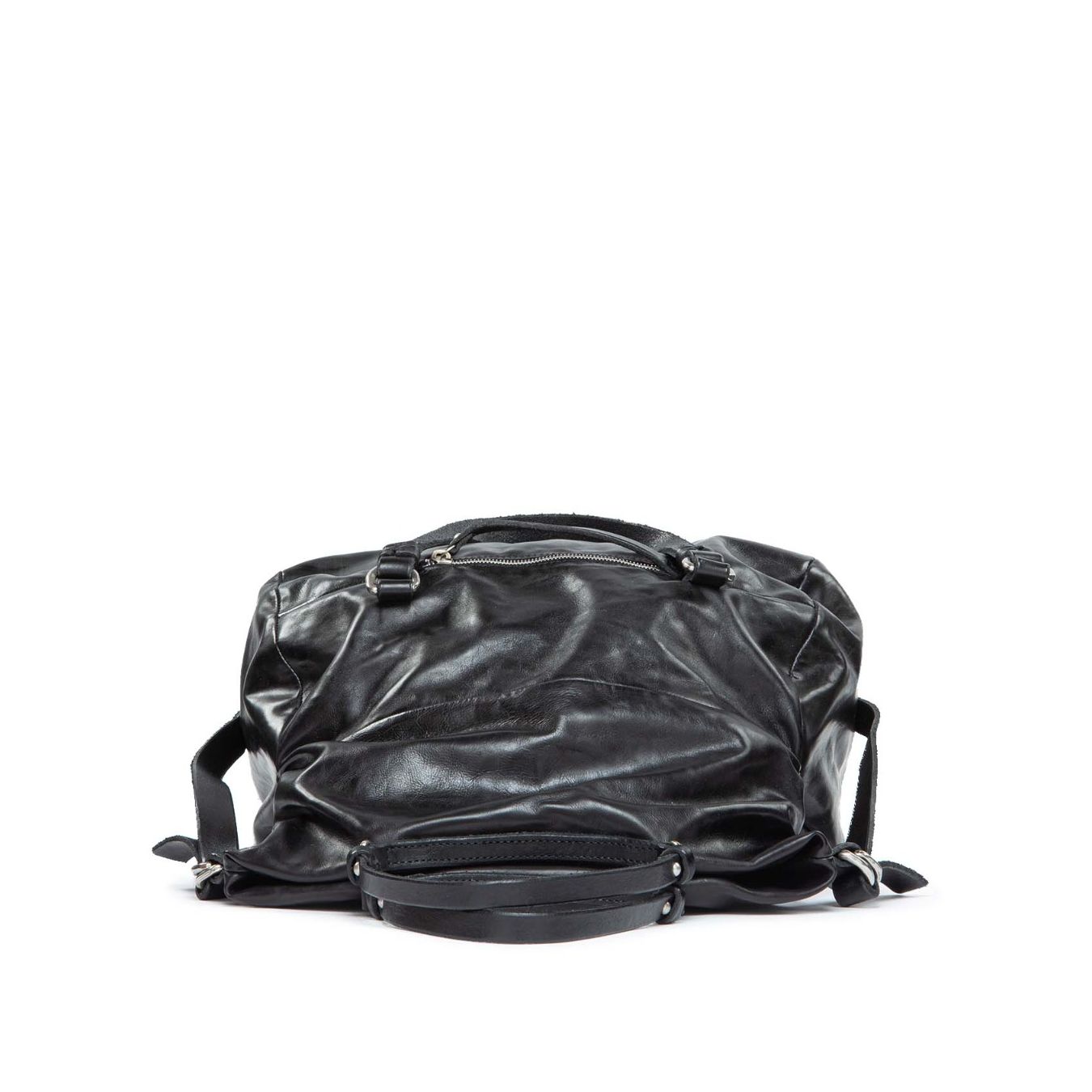 shopping bag in pelle nera