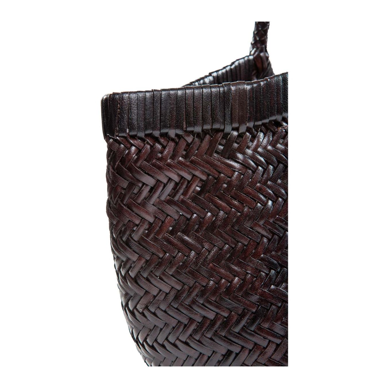 vipera shopper NERUDA in pelle intrecciata cioccolato lato