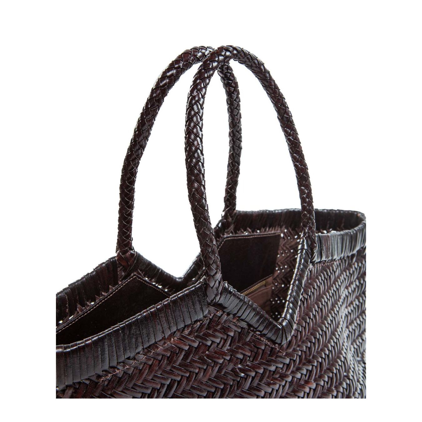 vipera shopper NERUDA in pelle intrecciata cioccolato 