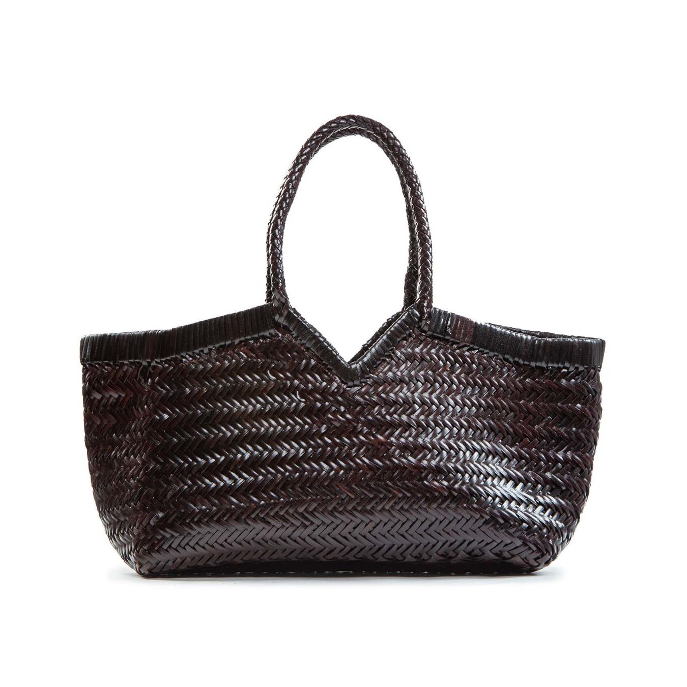 shopper NERUDA in pelle intrecciata cioccolato 