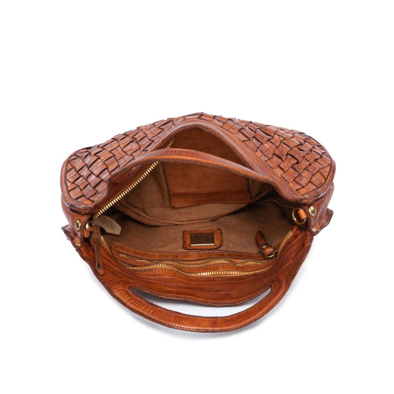 interno borsa a tracolla in pelle intrecciata