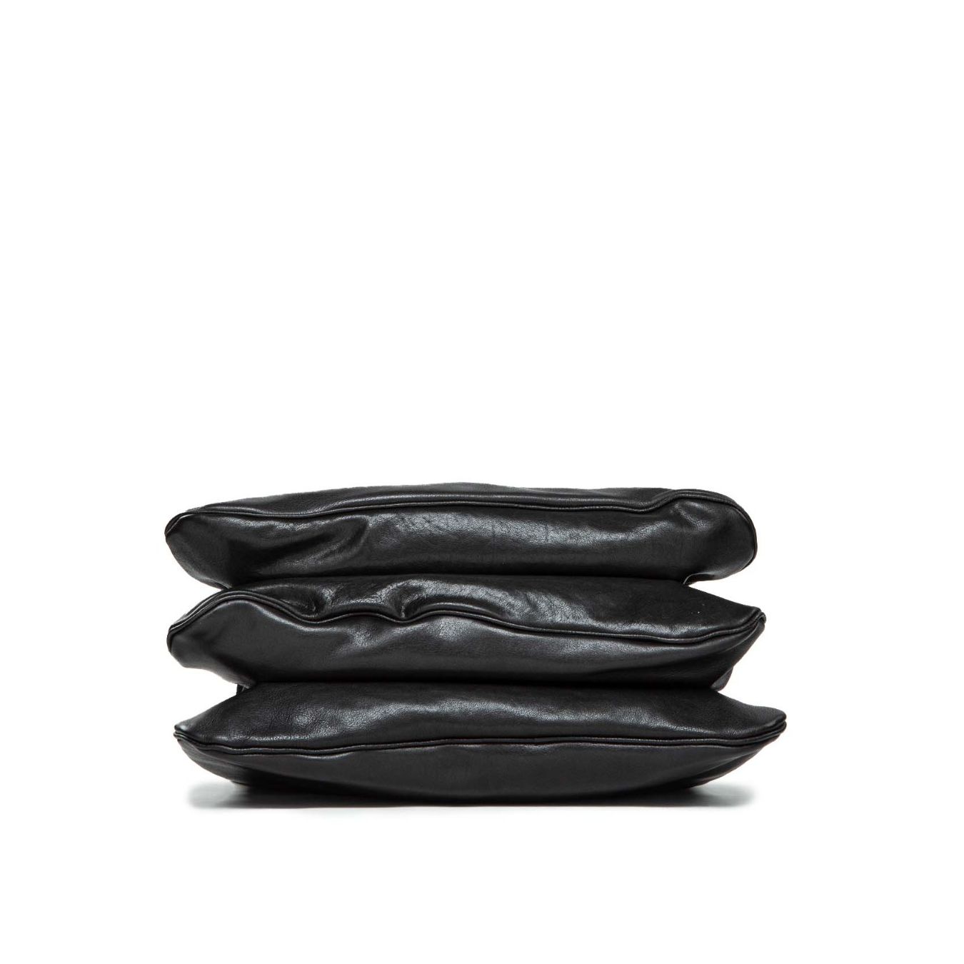 shopper con scomparti in pelle nera 