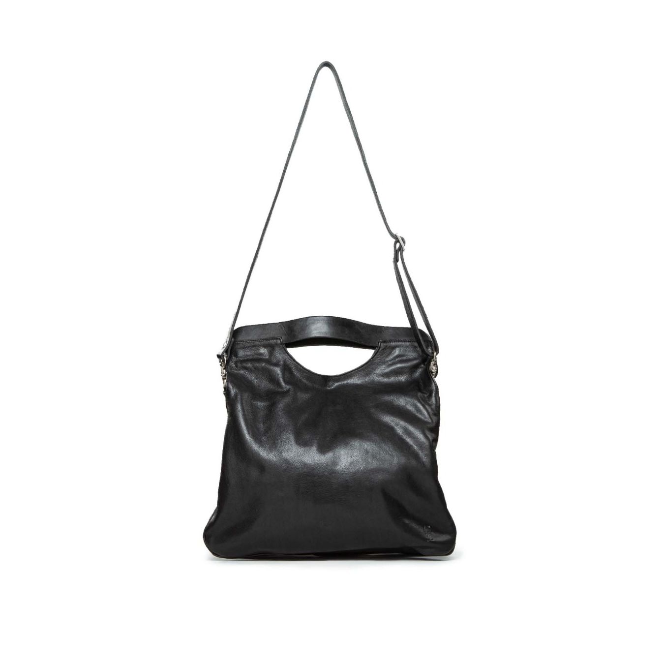 shopper con scomparti in pelle nera 