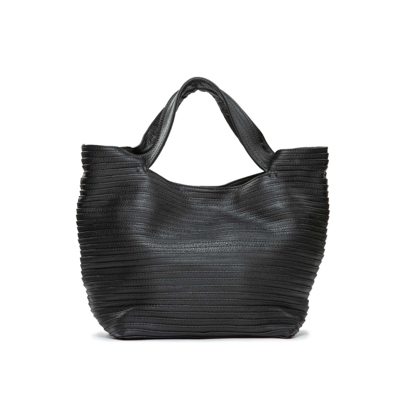 shopper in pelle nera con tracolla 