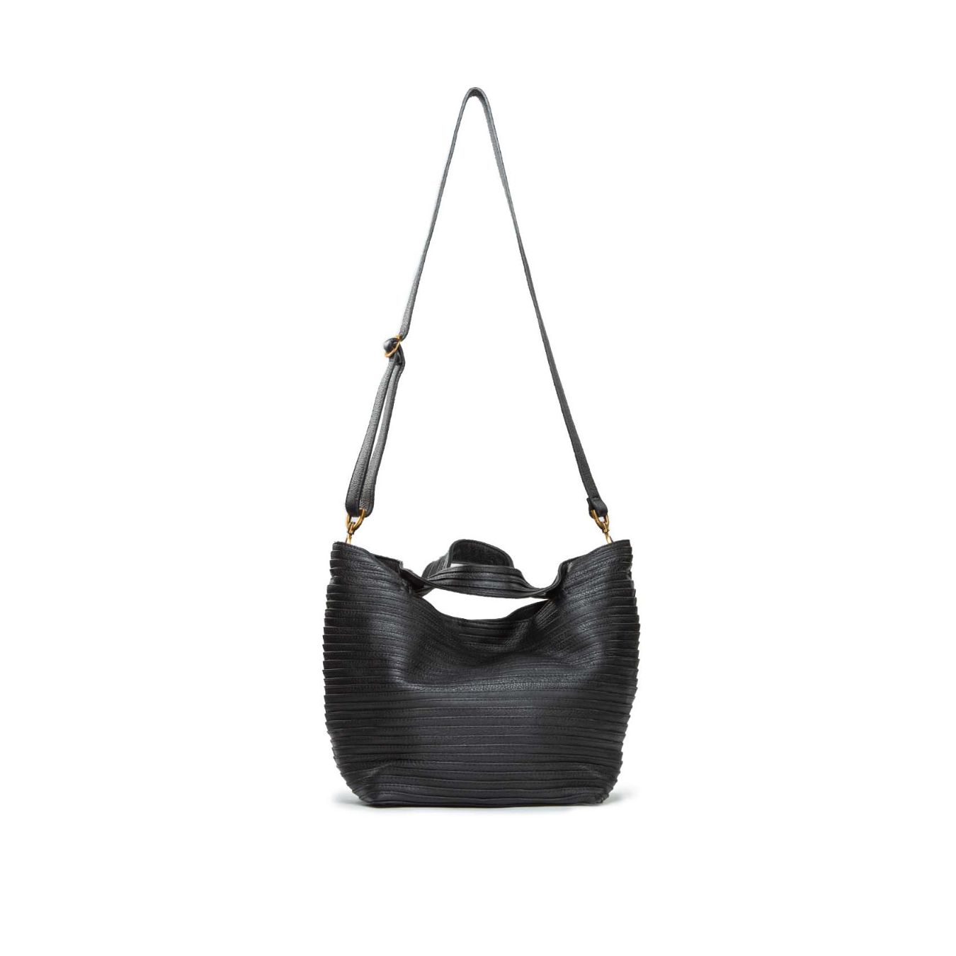 shopper in pelle nera con tracolla 