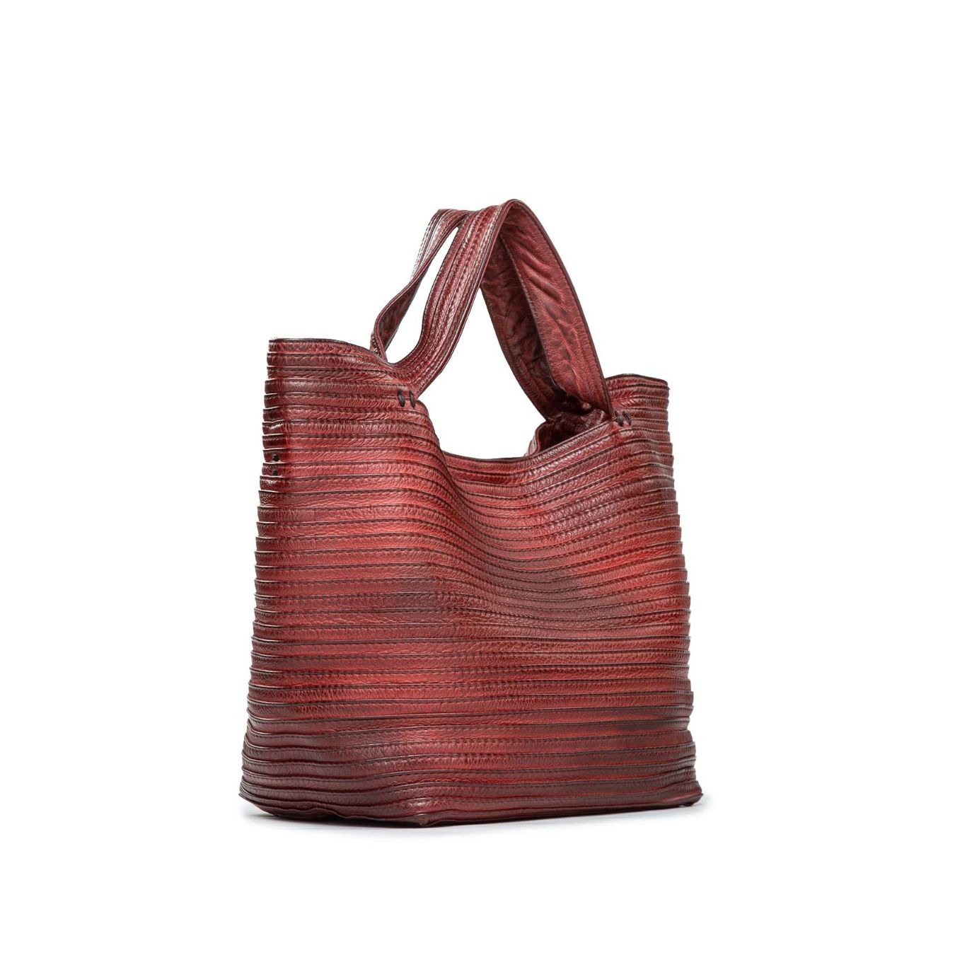 shopper in pelle rosso borgogna 