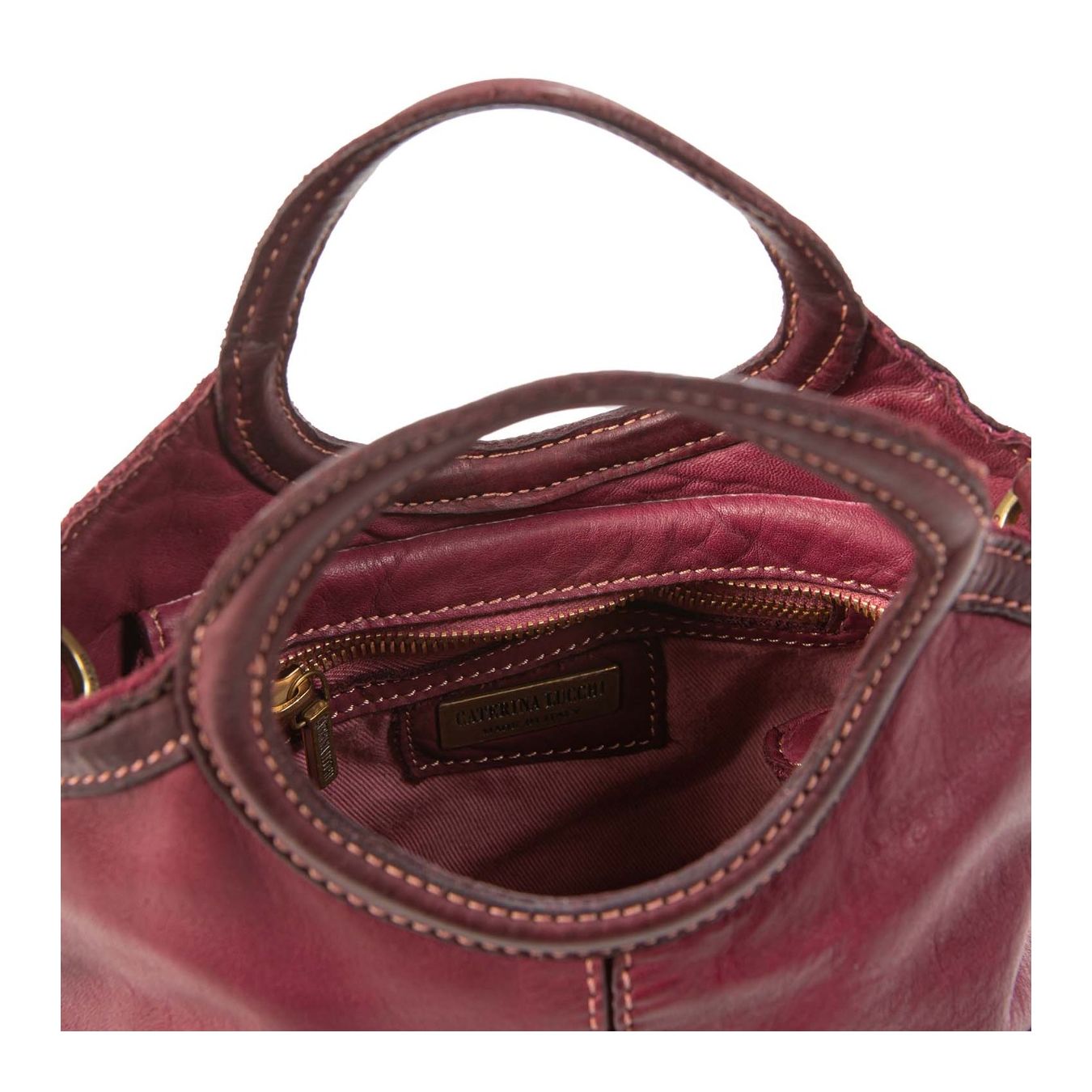 caterina lucchi shopper piccola CAMILLA in pelle viola interno