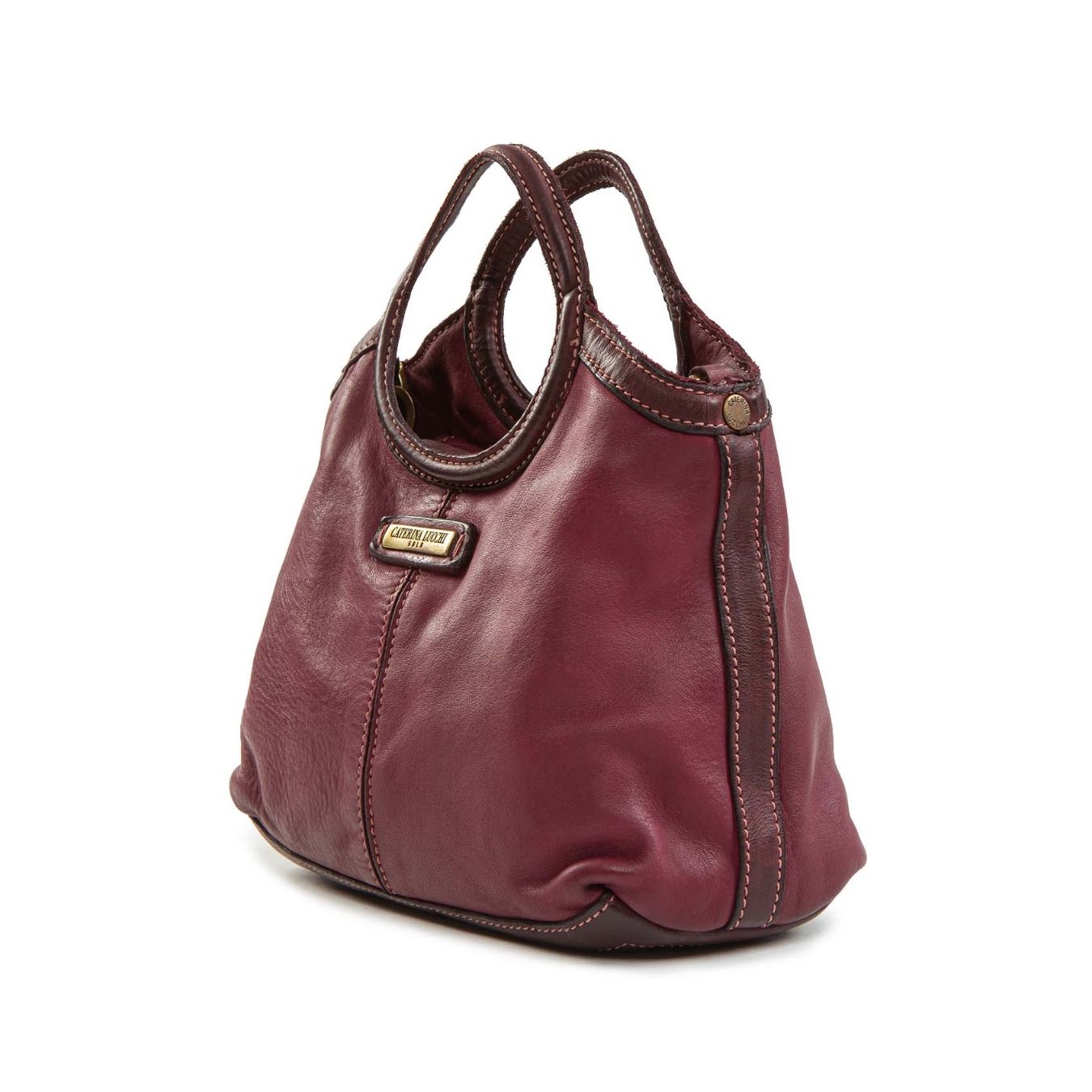 caterina lucchi shopper piccola CAMILLA in pelle viola lato