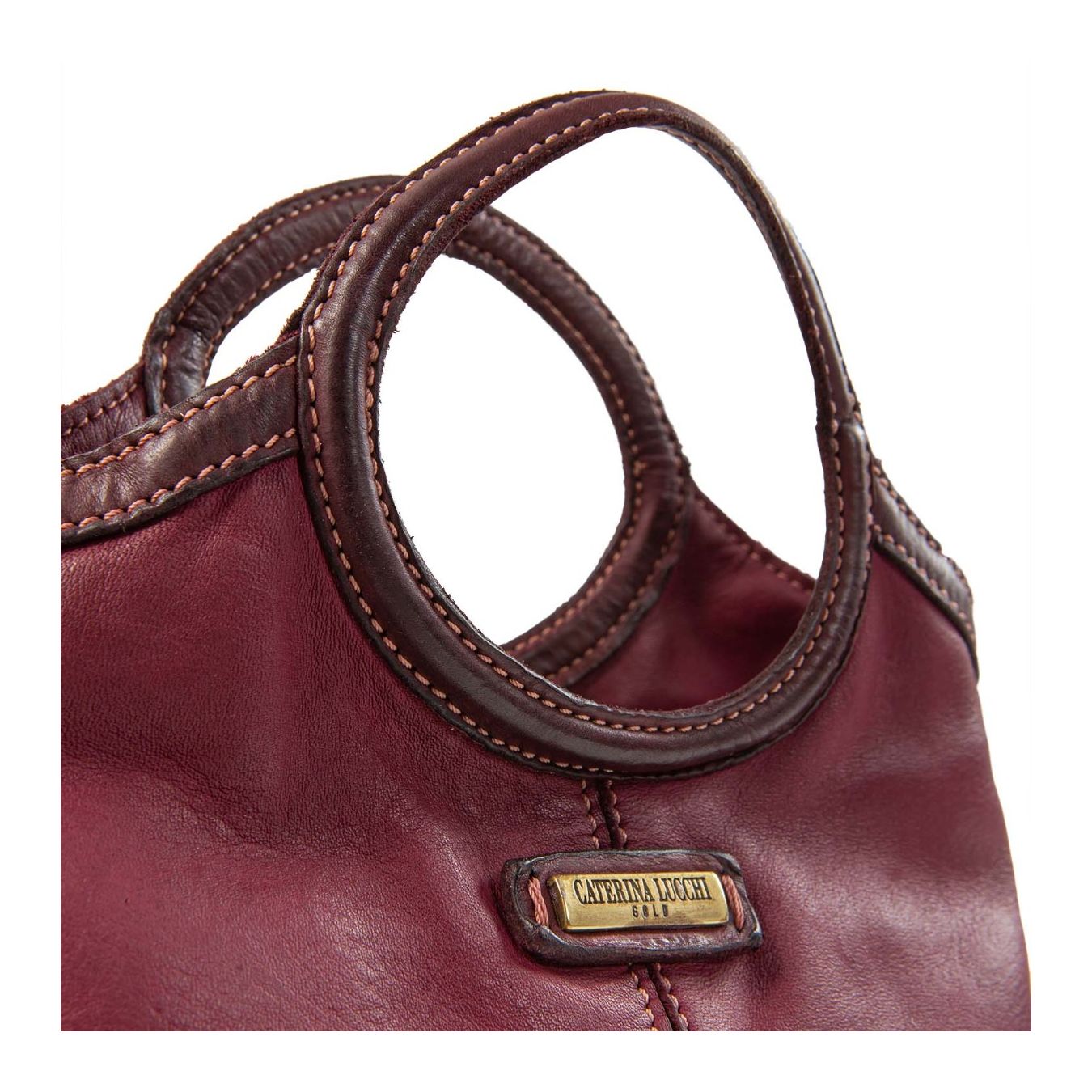 caterina lucchi shopper piccola CAMILLA in pelle viola logo