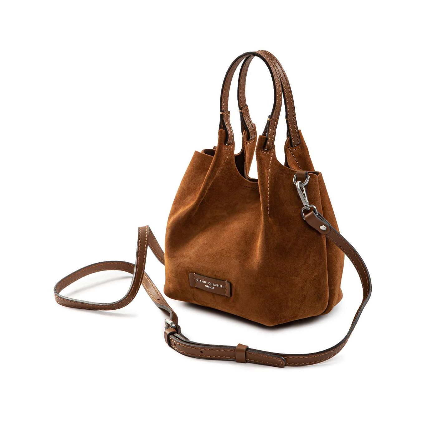 shopper DUA media camoscio cognac tracolla