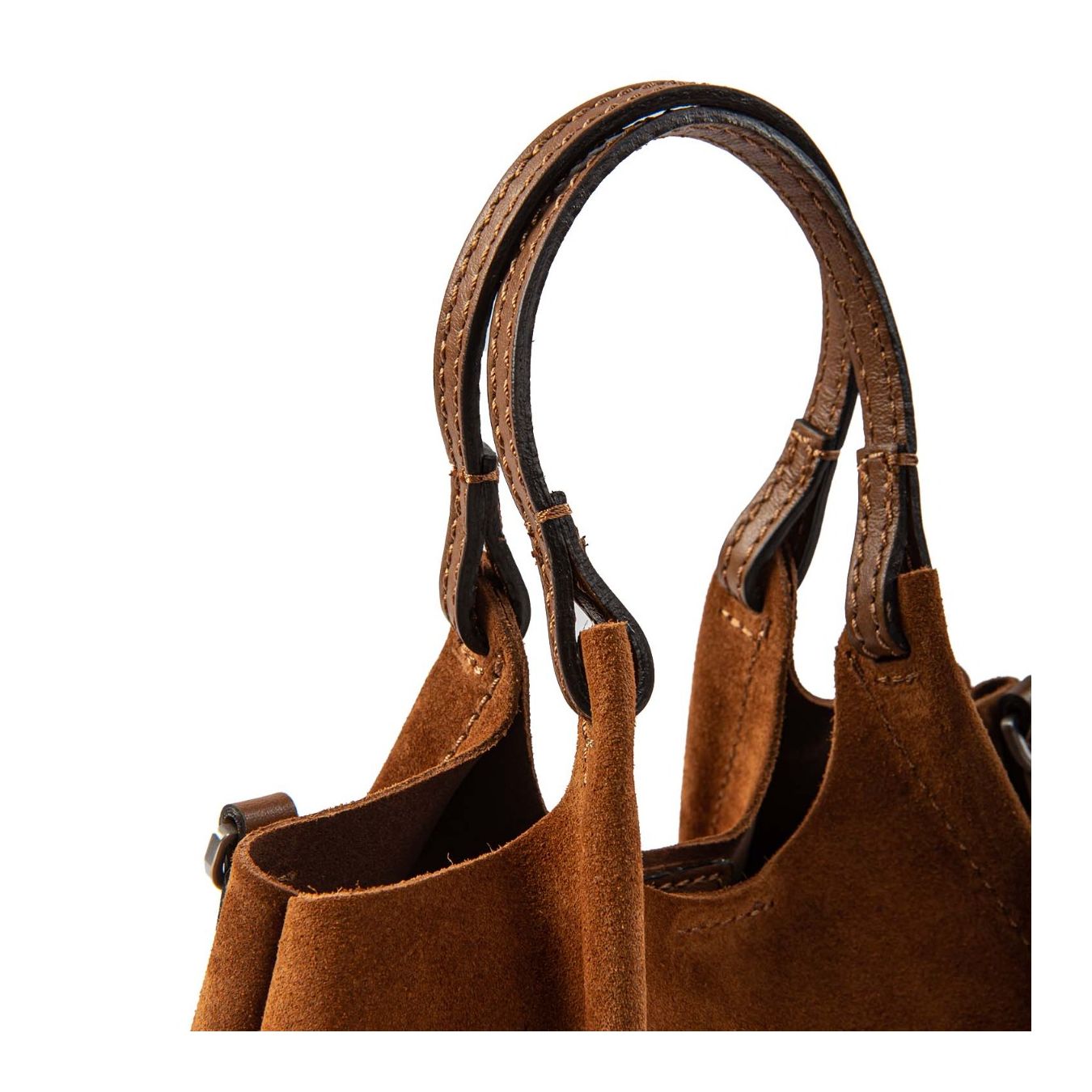 shopper DUA media camoscio cognac manici