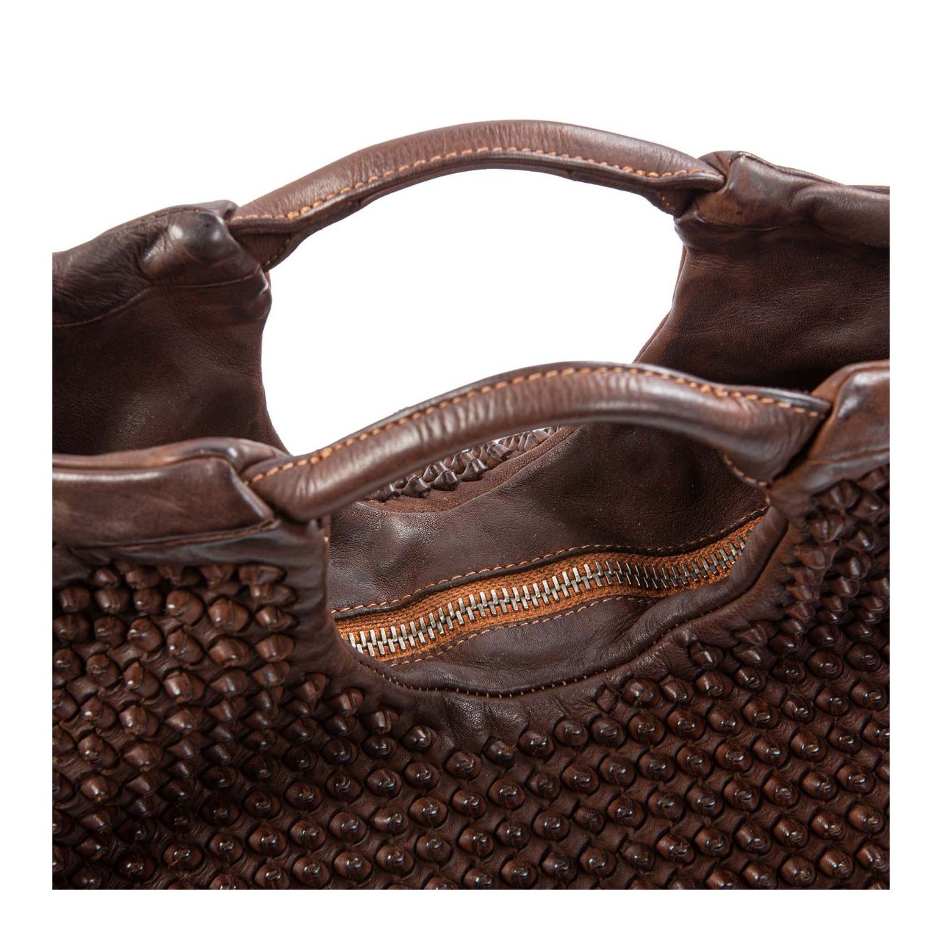 shopper SUSY in pelle castagna manici