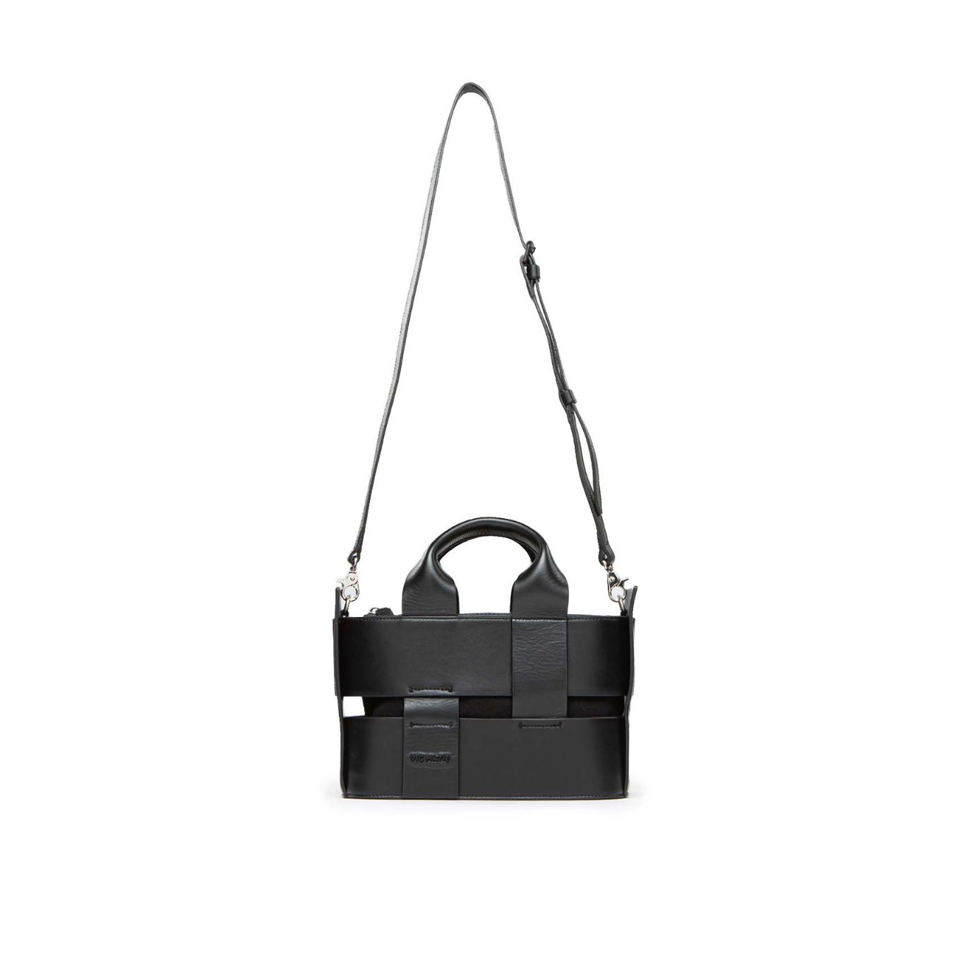 shopper con tracolla  in pelle nera 